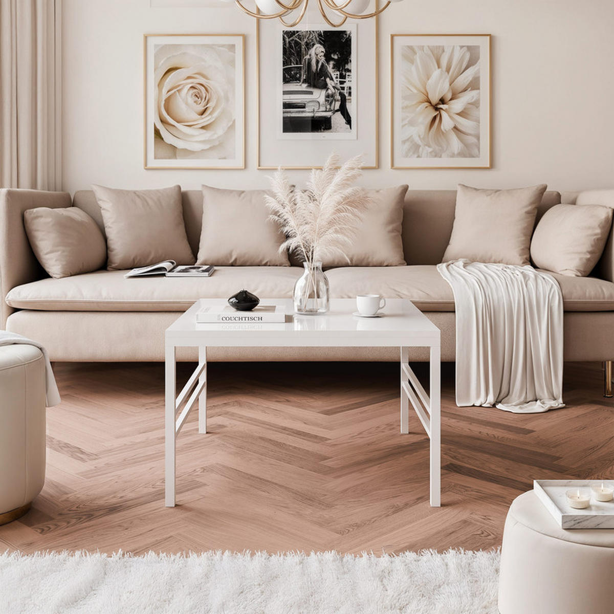 COUCHTISCH FORMA 60/60 cm Quadrat, Weiß Hochglanz - Weiß Hochglanz, Metall (60/60/46cm) - Idohome
