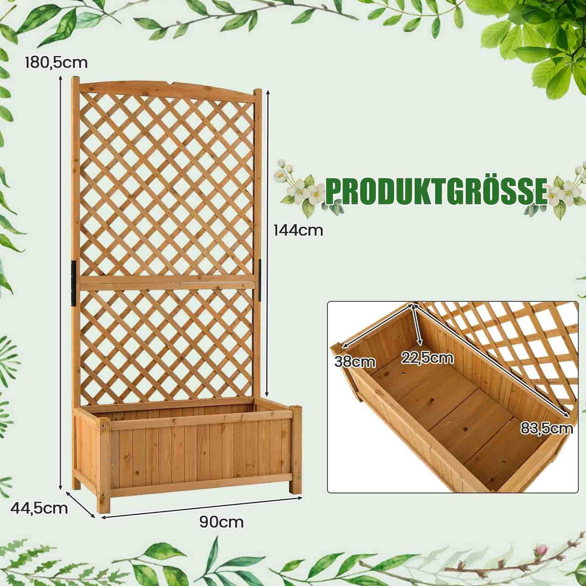 HOCHBEET Orange - Orange, Holz (90/180.5/44.5cm) - COSTWAY