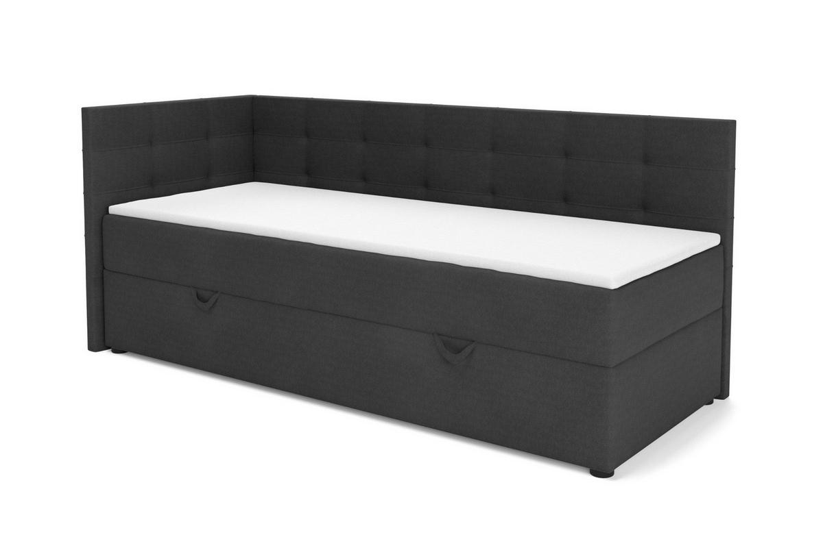 BOXBETT FAVIO 100/200 in Velours Anthrazit H3 - Anthrazit, Holz/Holzwerkstoff (100/200cm) - Deine Möbel 24
