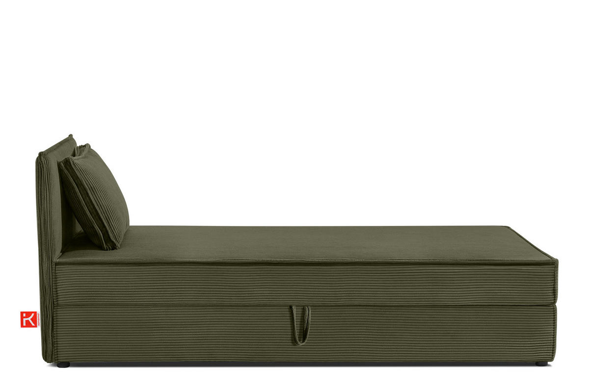 BOXSPRINGBETT ROTI Einzelbett, oliv - Schwarz/Olivgrün, Holz/Holzwerkstoff (100/200cm) - KONSIMO®