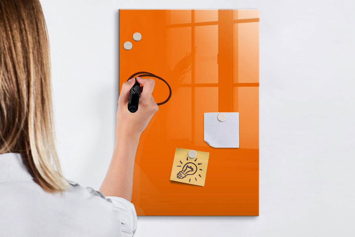 MAGNETTAFEL 40x60 Orange schwarzer Marker - Orange, Glas (40/0.4/60cm) - TULUP