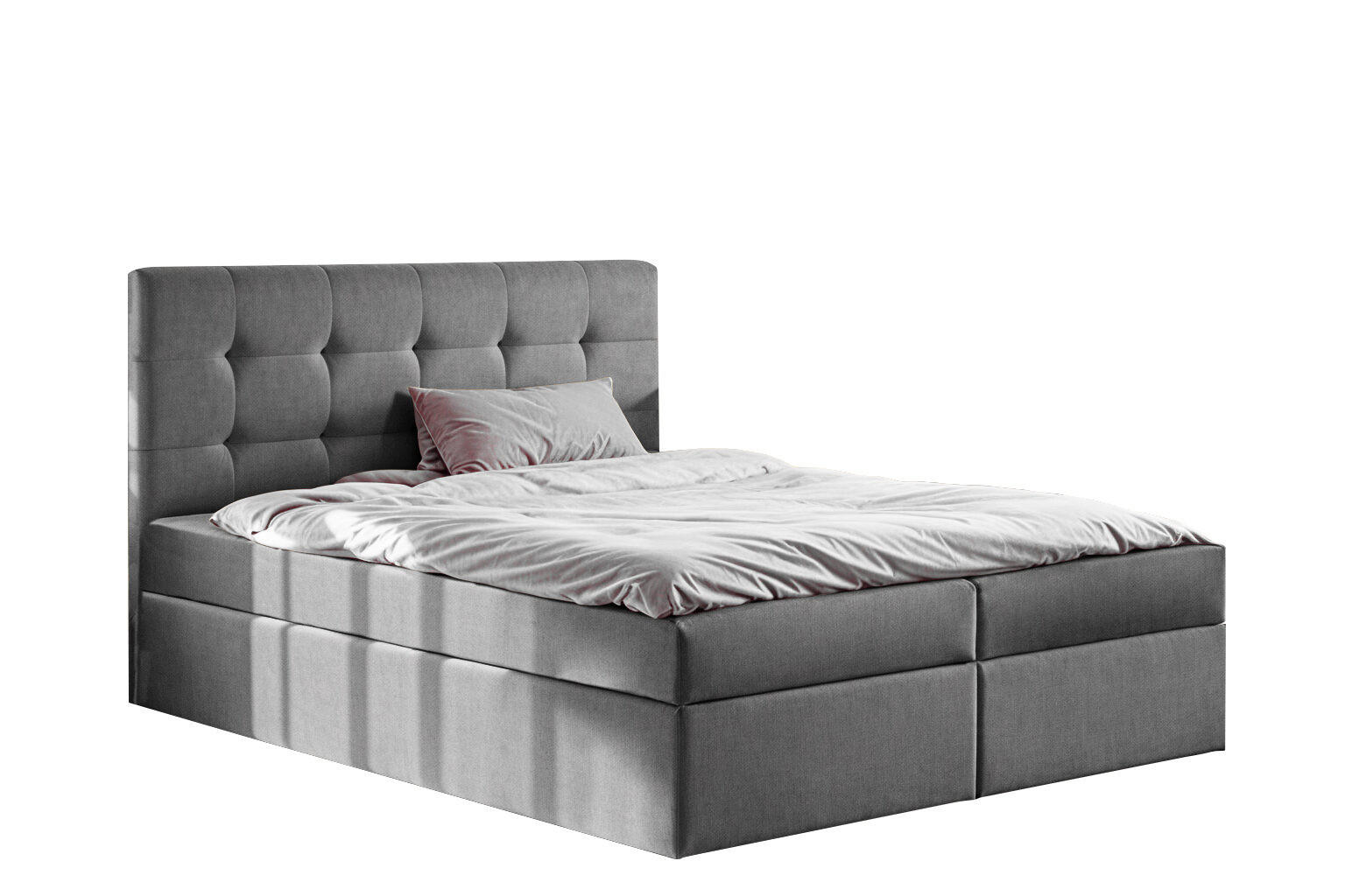 BOXBETT Mit Matratze Und Bettkasten LUDANO Stoff Noel Grau 200x200 cm H3-Bonell - Grau, Holz (200/200cm) - Kaiser Möbel