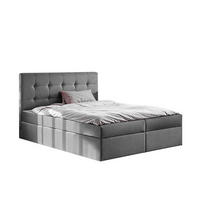 BOXBETT Mit Matratze Und Bettkasten LUDANO Stoff Noel Grau 140x200 cm H2-Pocket - Grau, Holz (140/200cm) - Kaiser Möbel