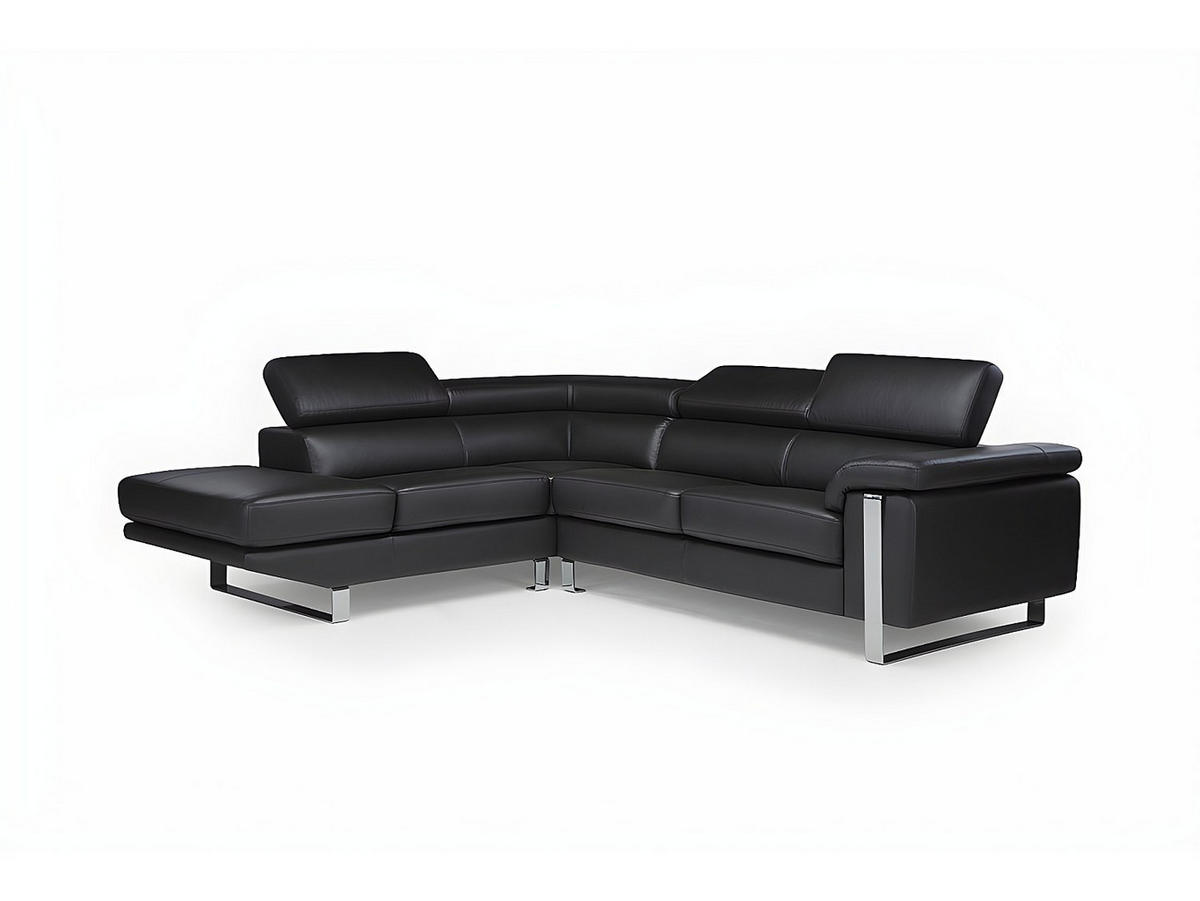SOFA ohne Schlafmöglichkeit - 5 Personen - Leder - Schwarz - Schwarz, Leder (253/87/213cm) - Vente-Unique