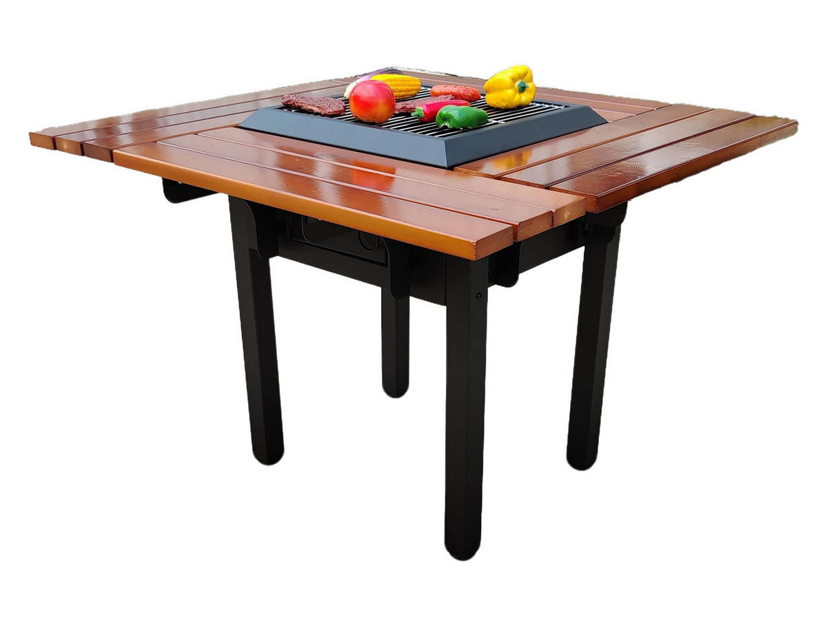 HOLZKOHLEGRILL Feuerschale Schwarz inkl. Schutzhülle - Schwarz, Metall (100/74/100cm) - Purline