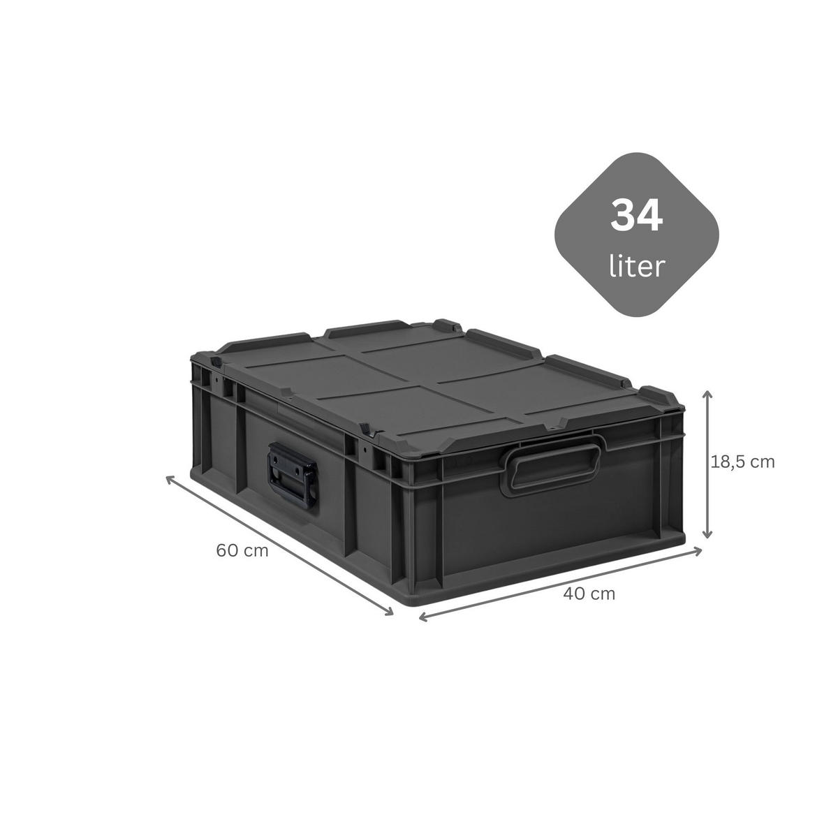EUROBOX 5x NextGen Portable, HxBxT 18,5x40x60cm, 34 Liter, Schwarz - Schwarz, Kunststoff (40/18.5/60cm) - PROREGAL