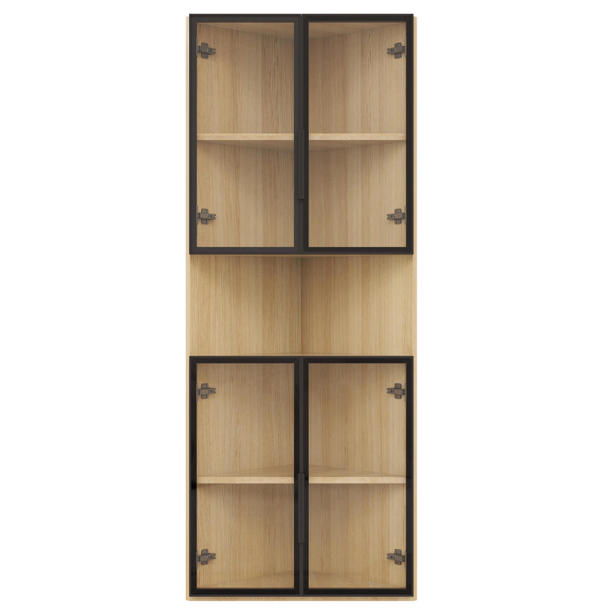 ECKVITRINE aus MDF 62x32x160 cm Eiche mit LED-Beleuchtung und Soft-Close-Türen - Eichefarben, Holzwerkstoff (62/160/32cm) - IVMEU