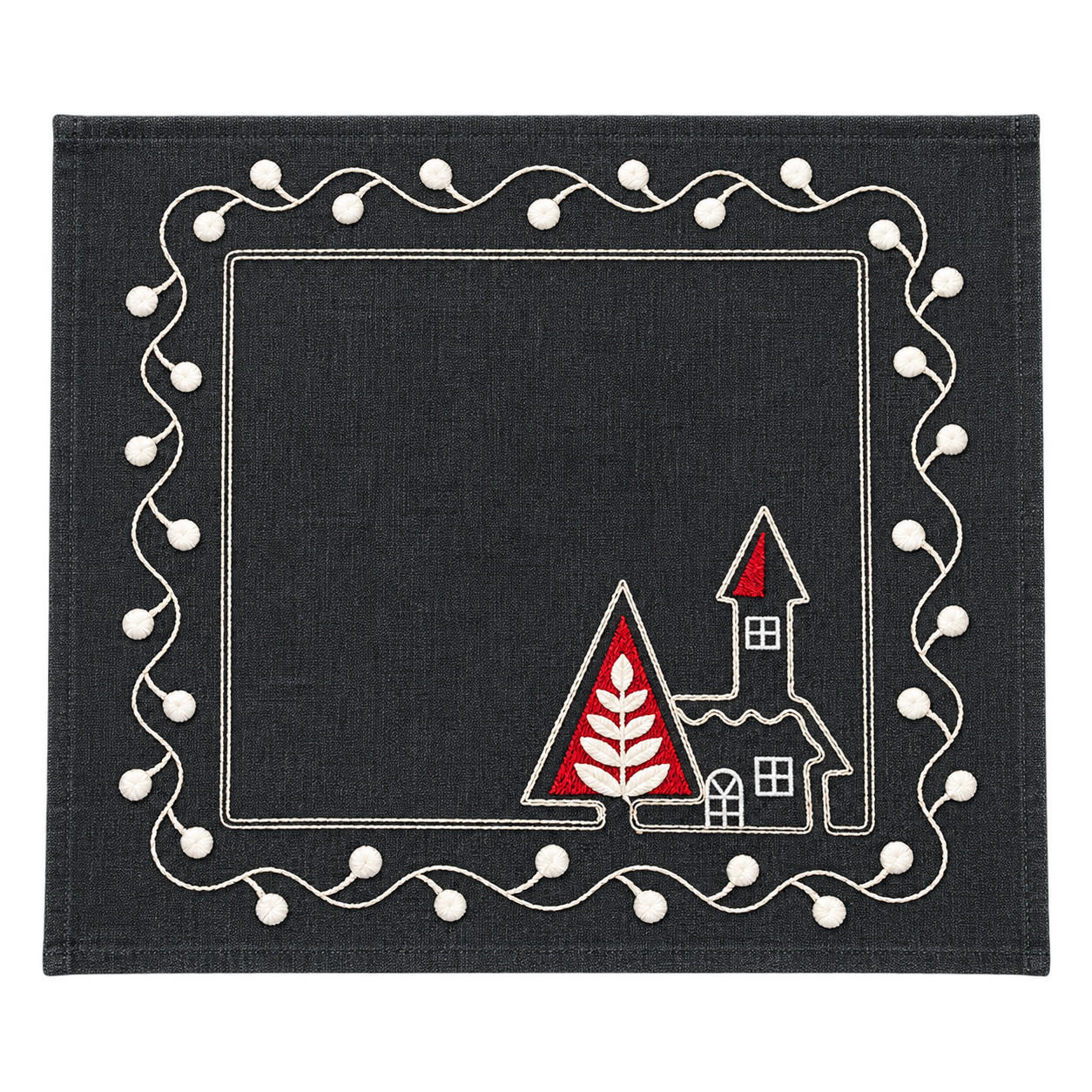 PLATZSET Weihnachten Kirche 35/35 cm Leinenoptik - Rot/Grau, Textil (35/35cm) - TiborTex