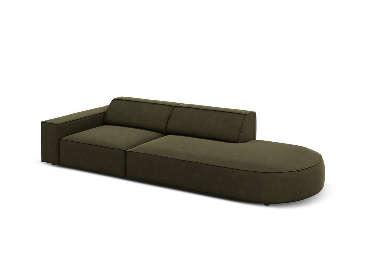RECHTES-SOFA Jodie aus Samt grün 3 Sitzplätze - Grün, Textil (102/70/262cm) - Micadoni