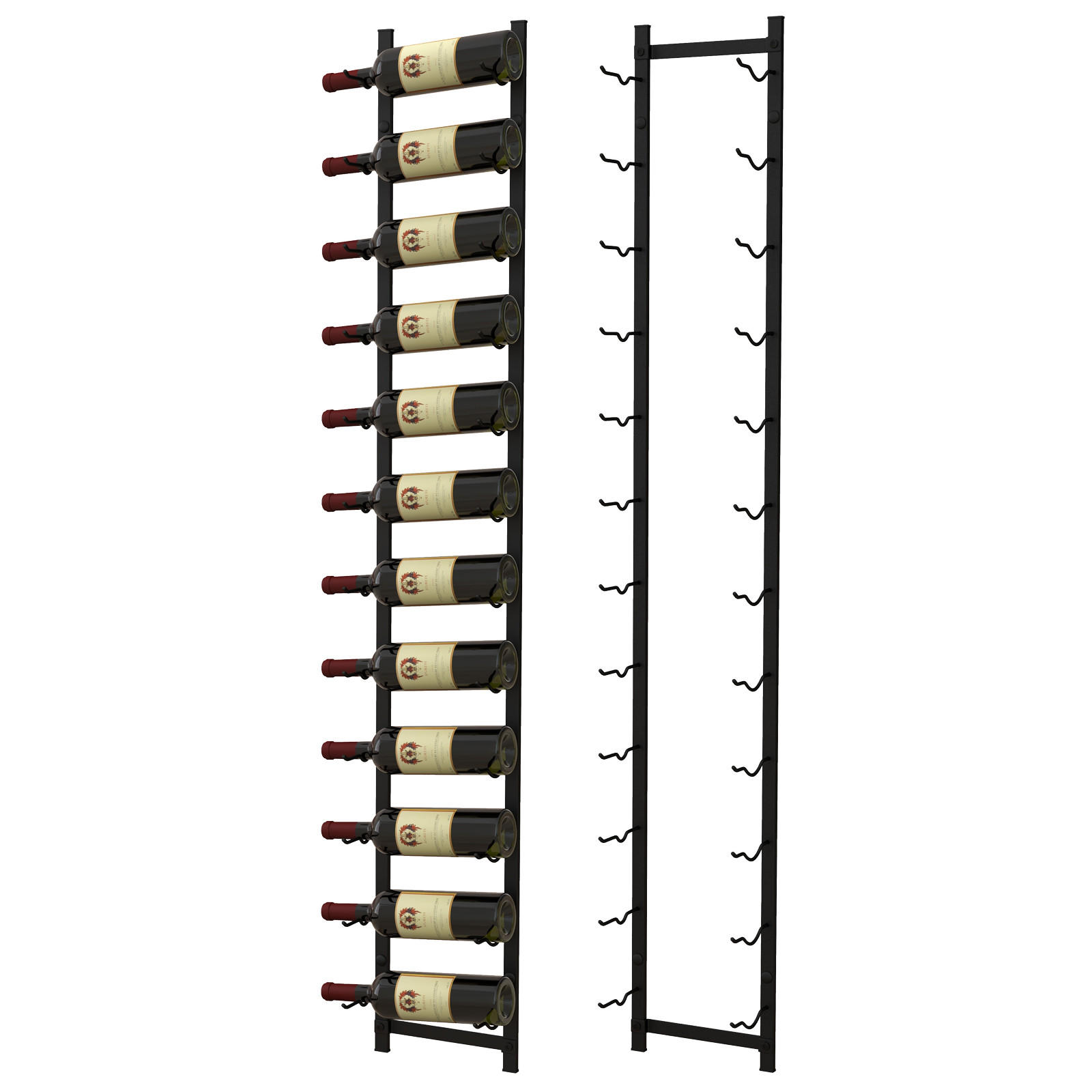 WEINREGAL Schwarz - Schwarz, Metall (22/145/14cm) - COSTWAY