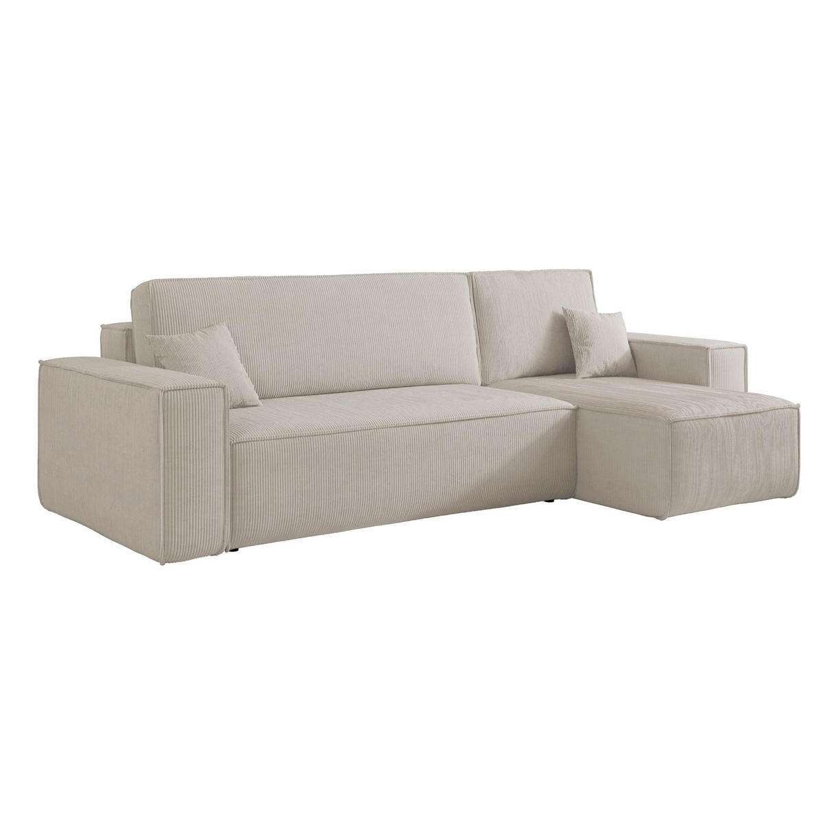 ECKSOFA Scarlo Hellbeige Cordbezug - Ecru/Schwarz, Kunststoff/Textil (244/145cm) - Selsey