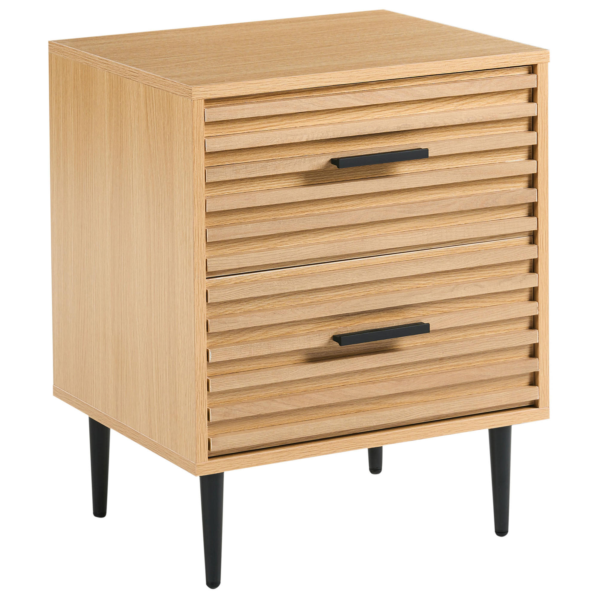 NACHTTISCH mit 2 Schubladen Hellbraun Keith - Hellbraun, Holzwerkstoff (40/48/60cm) - Beliani