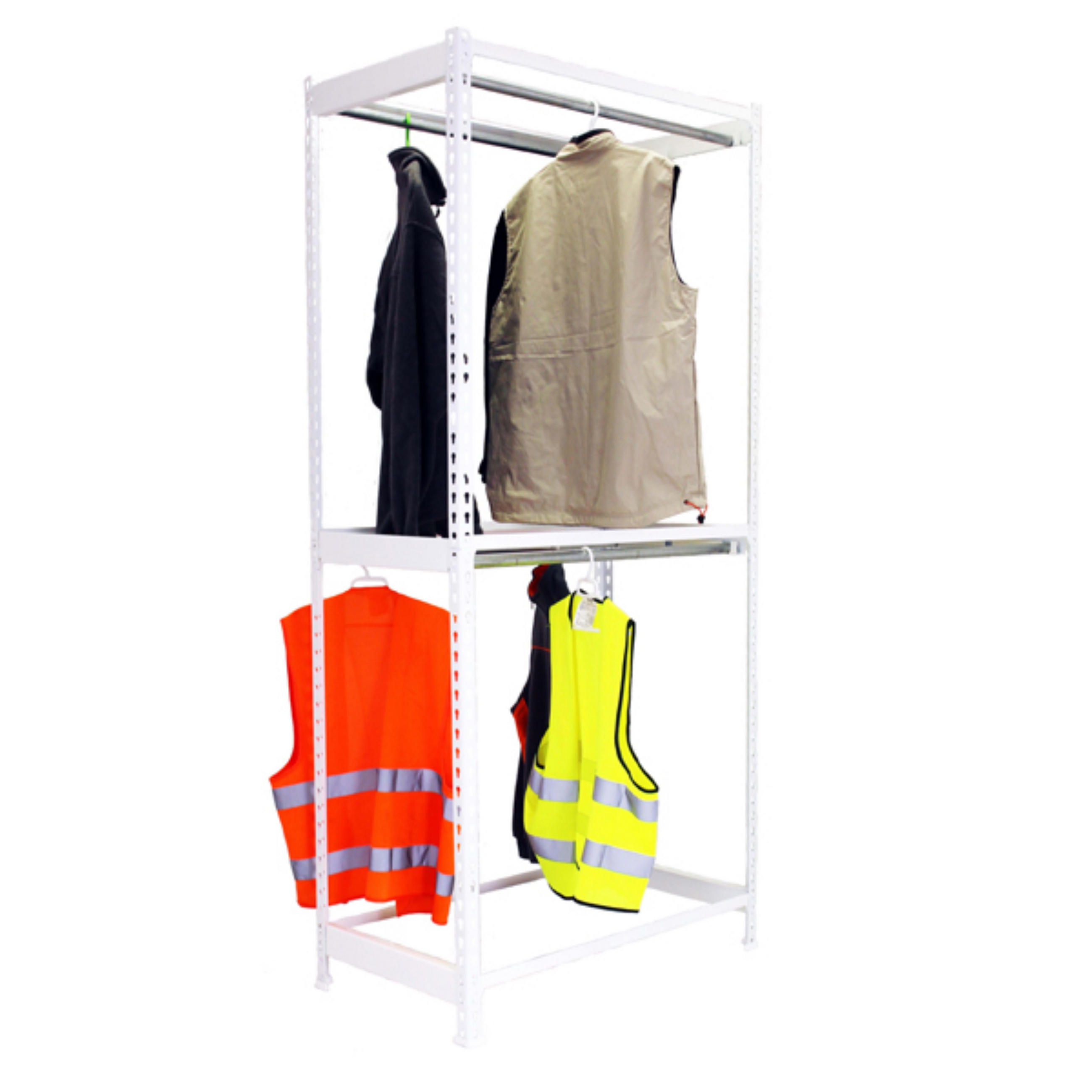 PROREGAL KLEIDERSTANGENREGAL Weiß 120cm × 75cm × 250cm