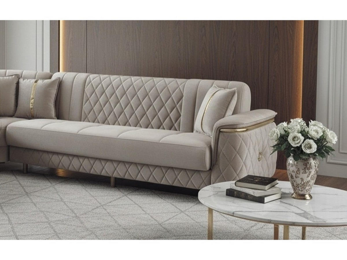ECKSCHLAFSOFA Pasadena Beige - Langer Schenkel Rechts - Beige, Holzwerkstoff/Kunststoff (245/315cm)