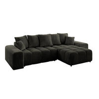 ECKSOFA Ottomane rechts ENIL-L 297x189x68 Schwarz Velours - Schwarz, Holzwerkstoff/Kunststoff (189/297cm) - ALTDECOR