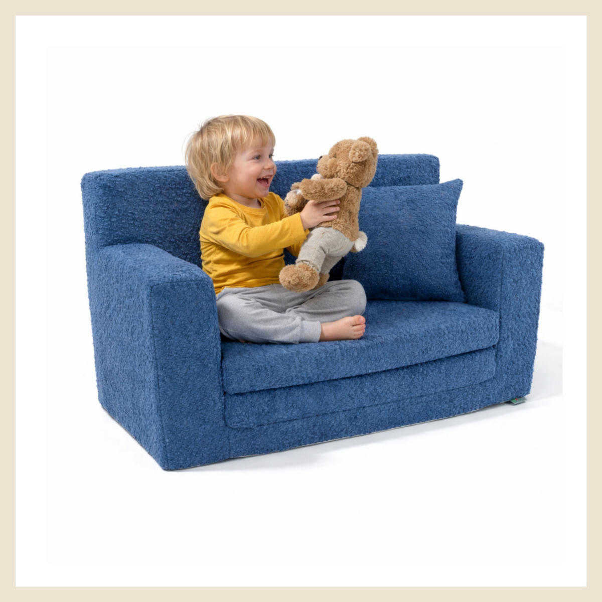 KINDERSOFA David – Stilvoller Komfort für das Kinderzimmer - In den Trendfarben - Blau, Textil (83/47/43cm) - Fortisline