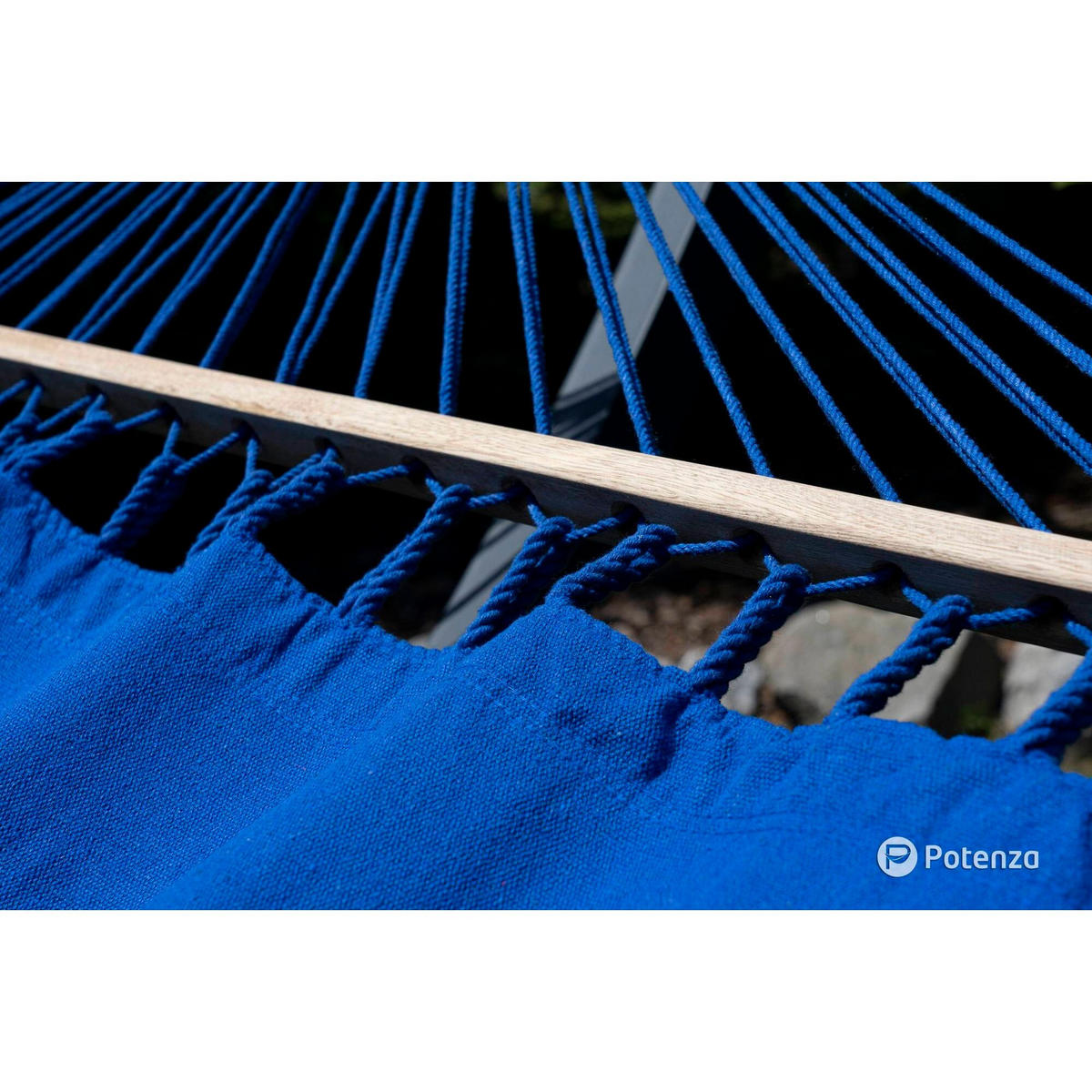 HÄNGEMATTE mit Gestell, 2 Personen, Stabhängematte, XXL, 200 kg, Metall, Blau, einfache Montage - Blau, Metall (370/130/120cm) - Potenza