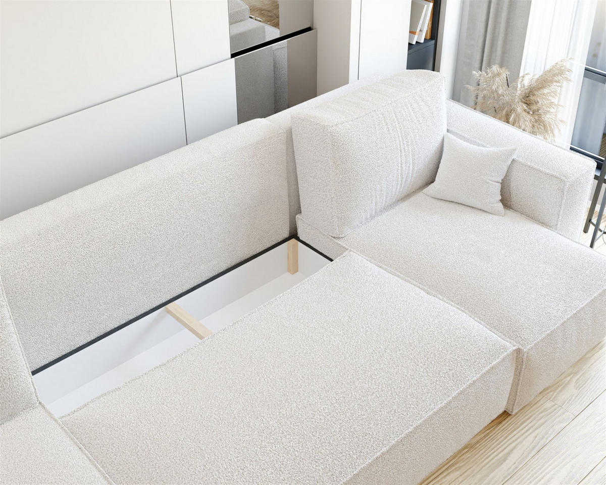 WOHNLANDSCHAFT Adara Schlaffunktion - Creme, Holzwerkstoff/Textil (312/83/145cm) - Fun Möbel