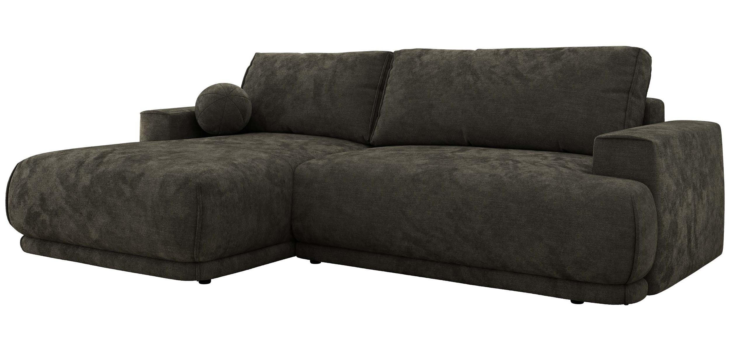 ECKSCHLAFSOFA RINA L Dunkelgrau Schenille glatt - links - Dunkelgrau/Schwarz, Kunststoff/Textil (267/170cm) - MKS