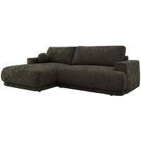 ECKSCHLAFSOFA RINA L Dunkelgrau Schenille glatt - links - Dunkelgrau/Schwarz, Kunststoff/Textil (267/170cm) - MKS