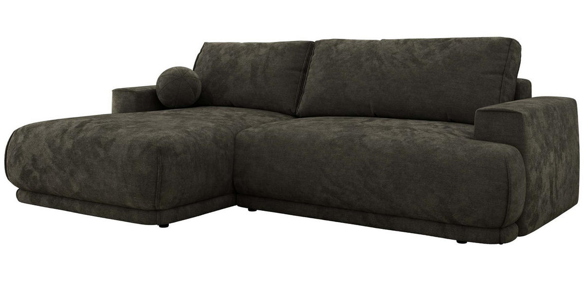 ECKSCHLAFSOFA RINA L Dunkelgrau Schenille glatt - links - Dunkelgrau/Schwarz, Kunststoff/Textil (267/170cm) - MKS