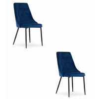 ESSZIMMERSTUHL 2er Set Marineblauer Samt, Diamantpolsterung, Bequeme Sitzfläche - Blau, Textil (51/86/56cm) - Best For Home