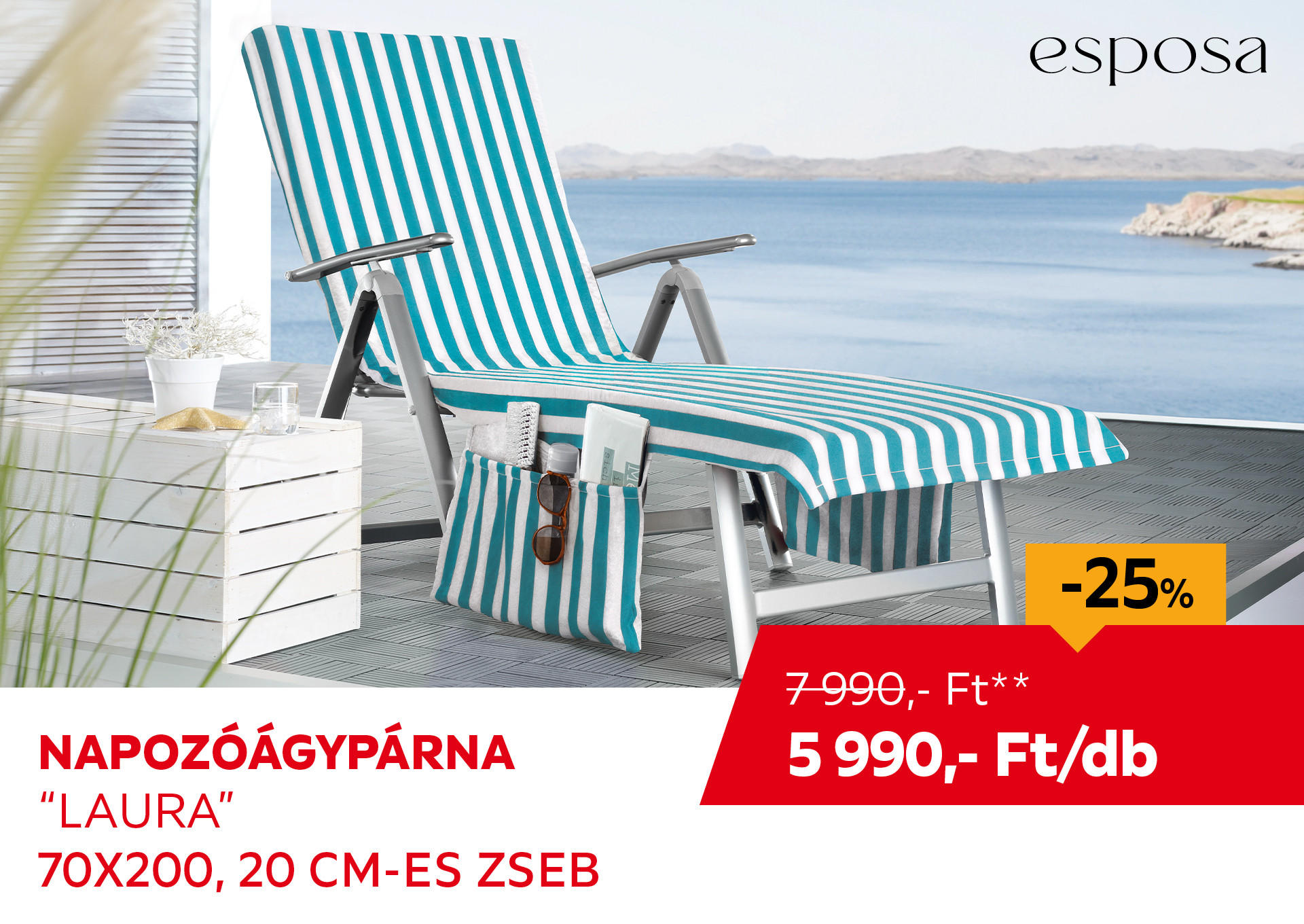 NAPOZÓÁGYPÁRNA "LAURA" 70X200, 20 CM-ES ZSEB Kiemelt termék 7990 Ft.- helyett 5990 Ft.-