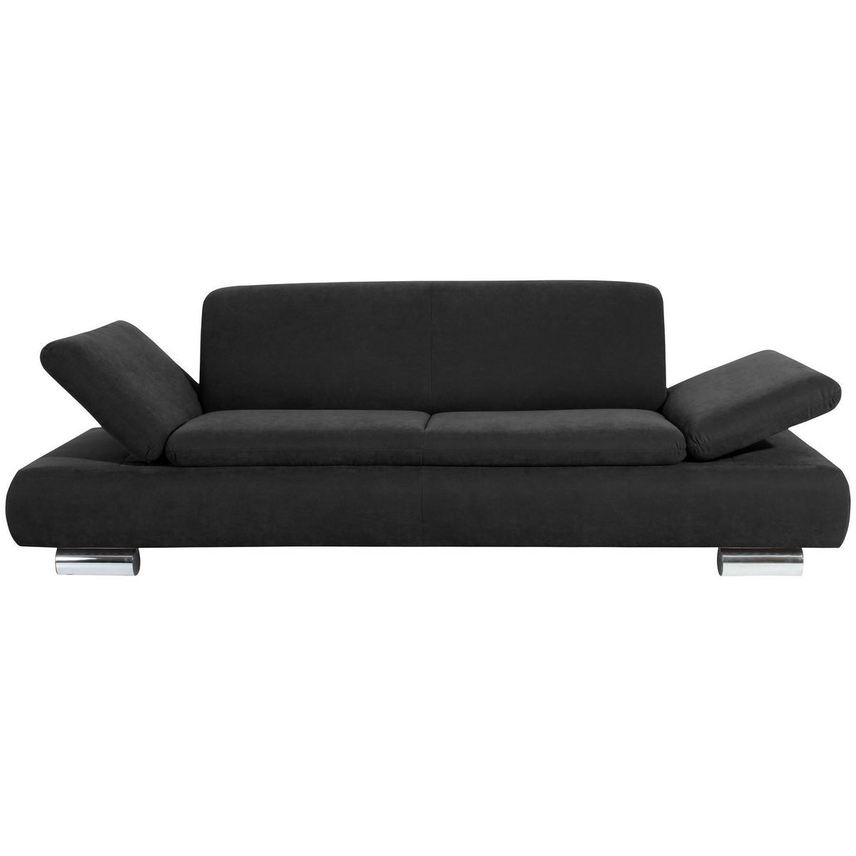 SOFA 2,5-Sitzer Kaye Bezug Veloursstoff Metallfuß verchromt / schwarz - Schwarz, Kunststoff (221/76/90cm) - 58aufmkessel