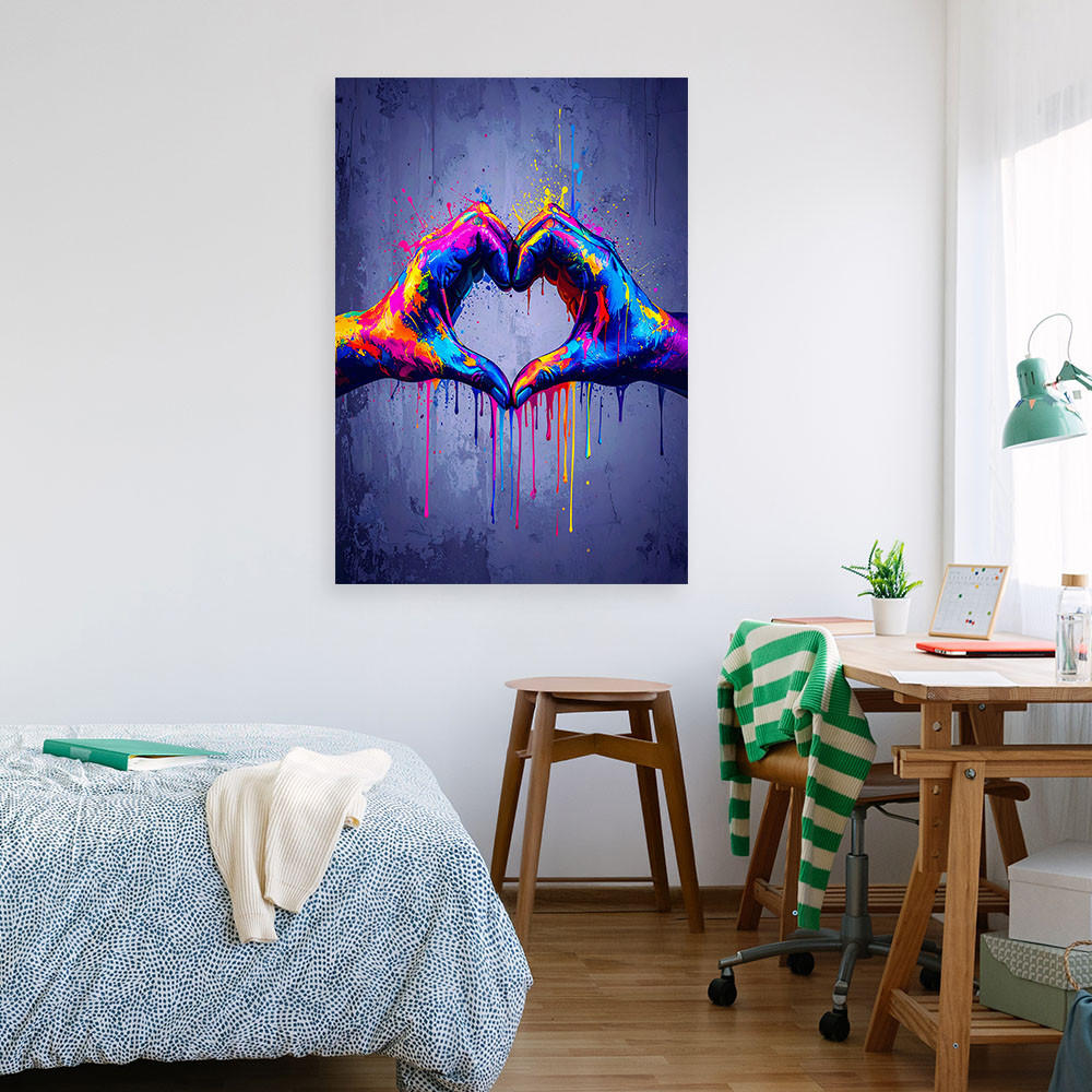 LEINWANDBILD Hände Liebe Straßenkunst Graffiti 80x120cm - Multicolor, Textil (80/120cm) - Feeby