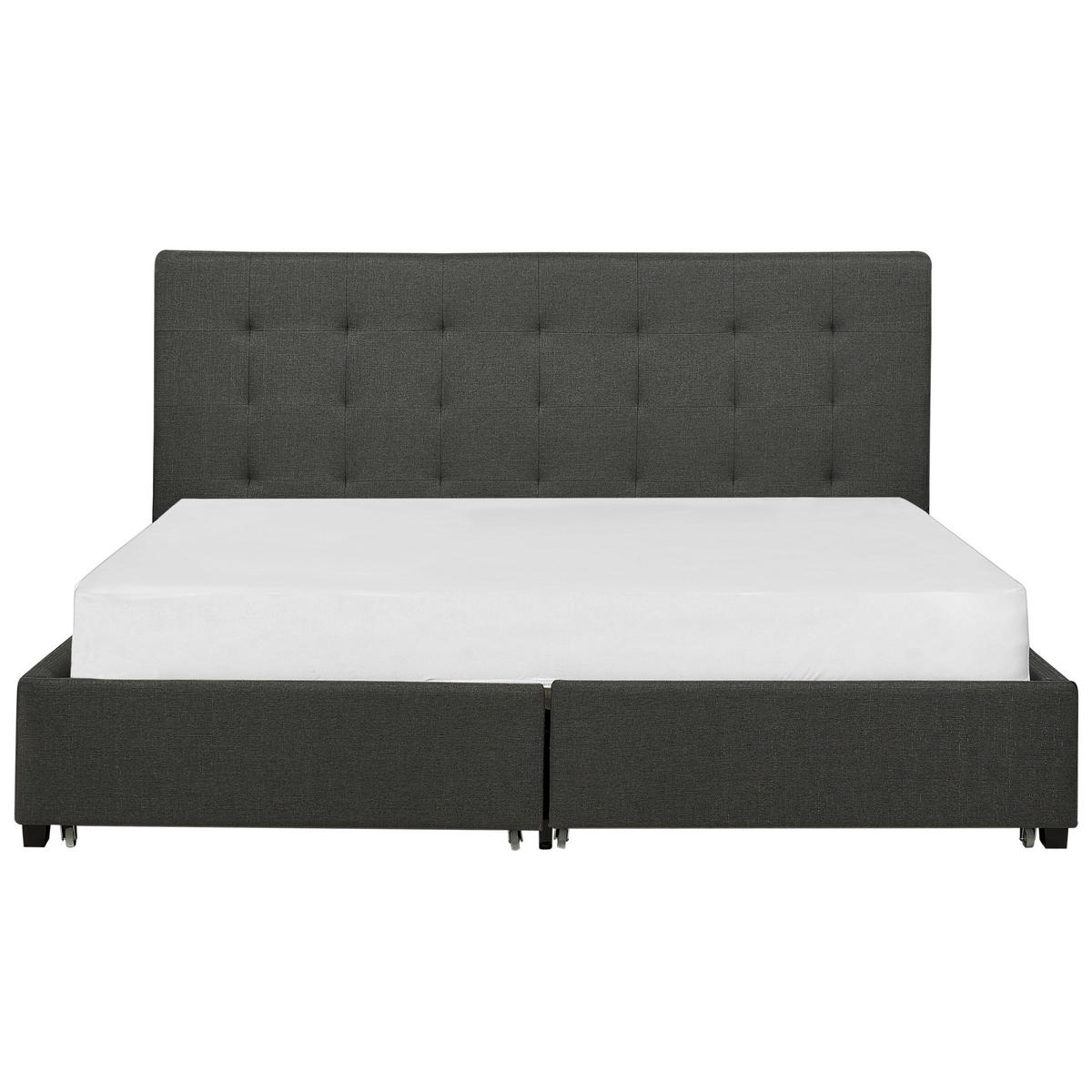 BETT mit Schubladen 180/200 cm Stoff Dunkelgrau La Rochelle - Dunkelgrau, Textil (180/200cm) - Beliani