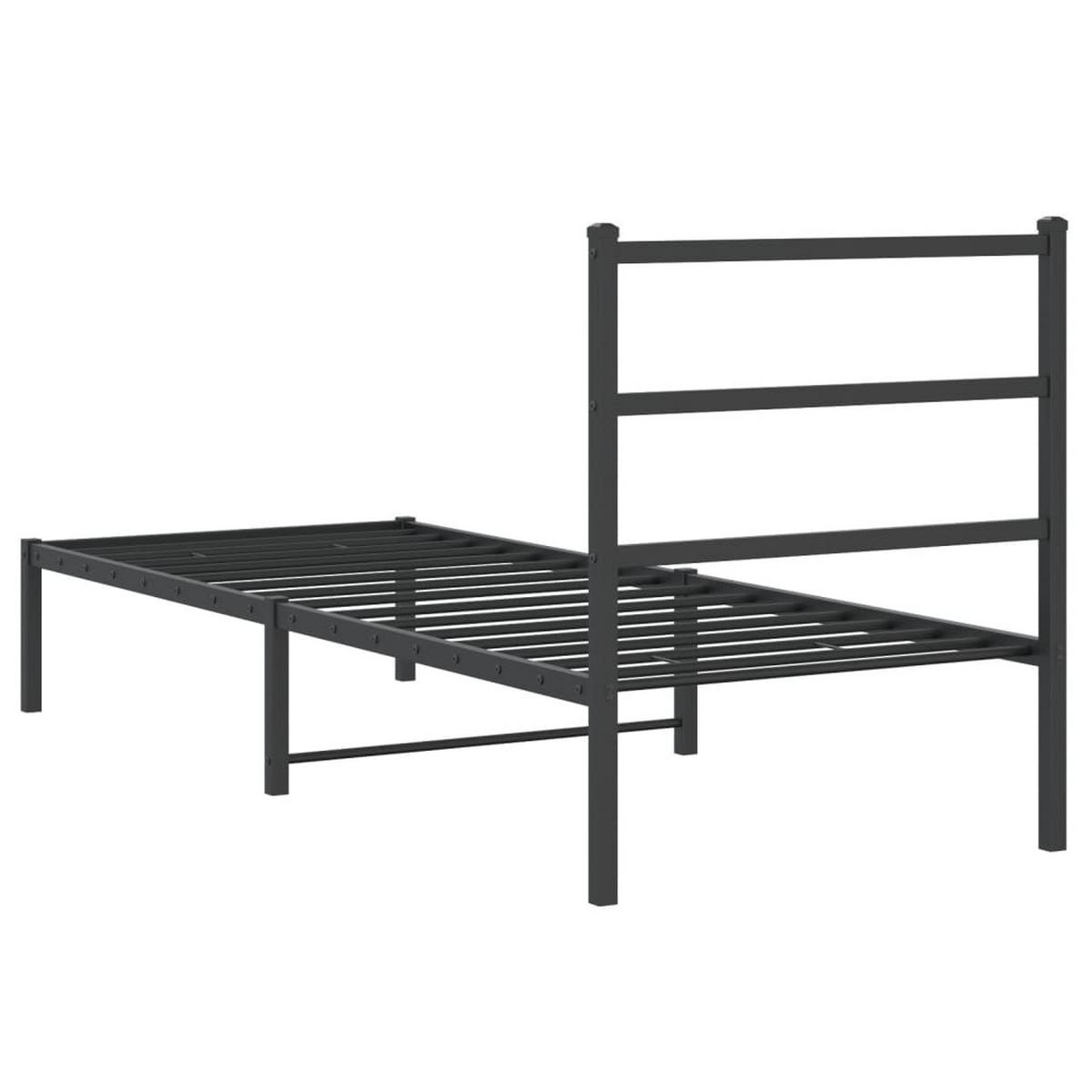 BETTGESTELL Mit Kopfteil Metall Schwarz 80/200 Cm - Schwarz, Metall (80/200cm) - vidaXL