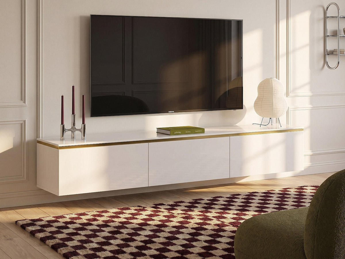 TV-HÄNGESCHRANK - 180 cm x 34.5 cm - holz - weiß Vukia - Weiß, Holz (180/30/34.5cm) - Vente-Unique