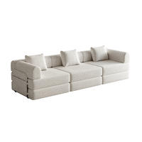 SCHLAFSOFA 2-in-1, Chenille mit Armlehnen-Staufach & Stahlrahmen, 91,4/274/69,8 cm, Beige - Beige, Textil (91.4/69.8/274cm) - Redom