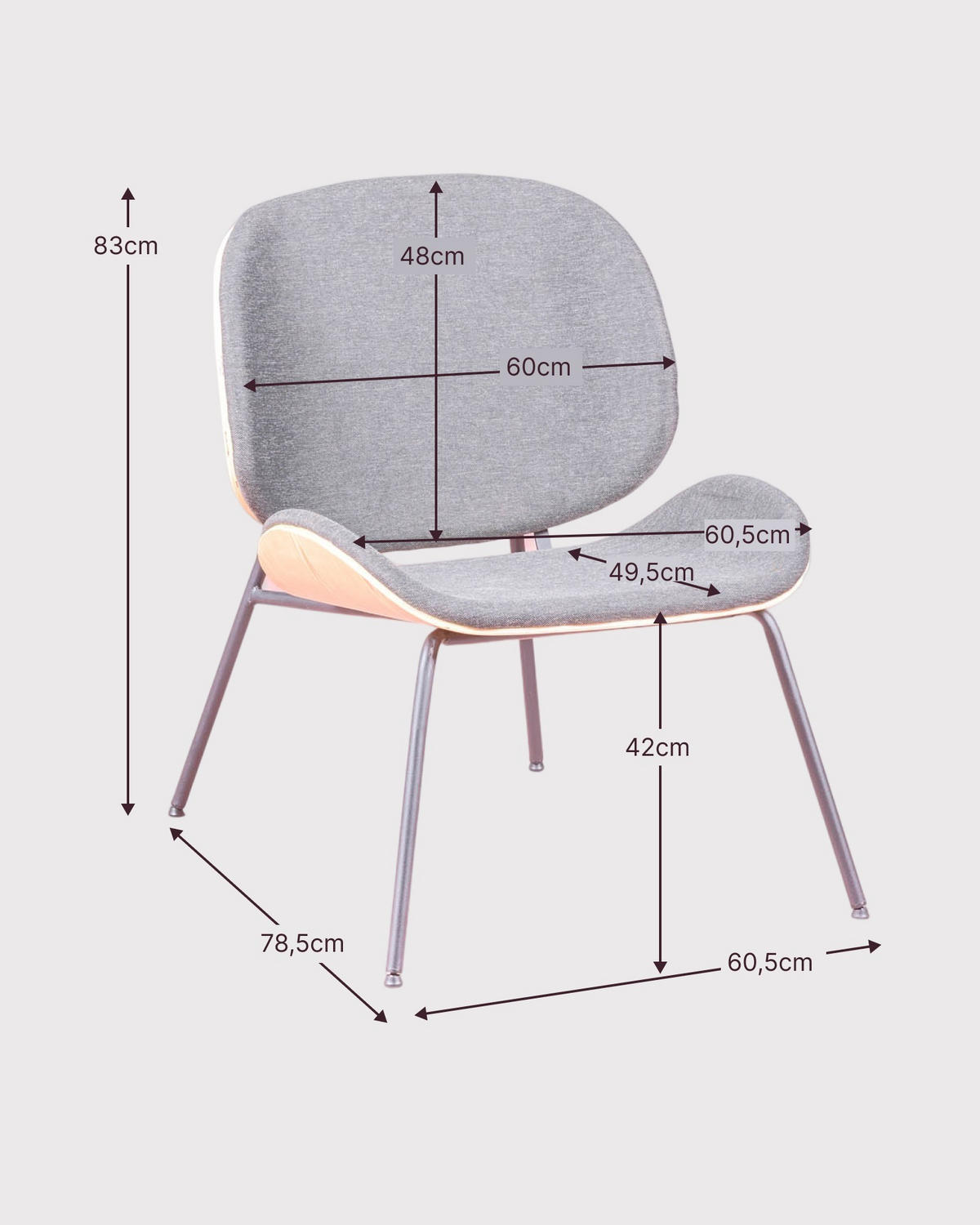 SESSEL Baumwolle Grau - Grau, Holz (61/83/79cm) - Nest Dream