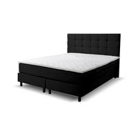 BOXSPRINGBETT BOSS, Polsterbett Maße: 160x200 cm, Farbe: Schwarz, Velourstoff, Doppelbett mit Bonell-Matratze H3 inkl. Topper - Schwarz, Holz/Kunststoff (160/200cm) - VENASI MÖBEL