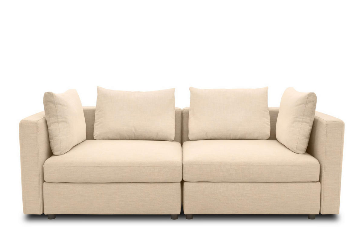 GARTENLOUNGE-SOFA 2-Sitzer Bozhana 220x67x96 mit Outdoorbezug in beige - Beige, Kunststoff (220/67/96cm) - 58aufmkessel