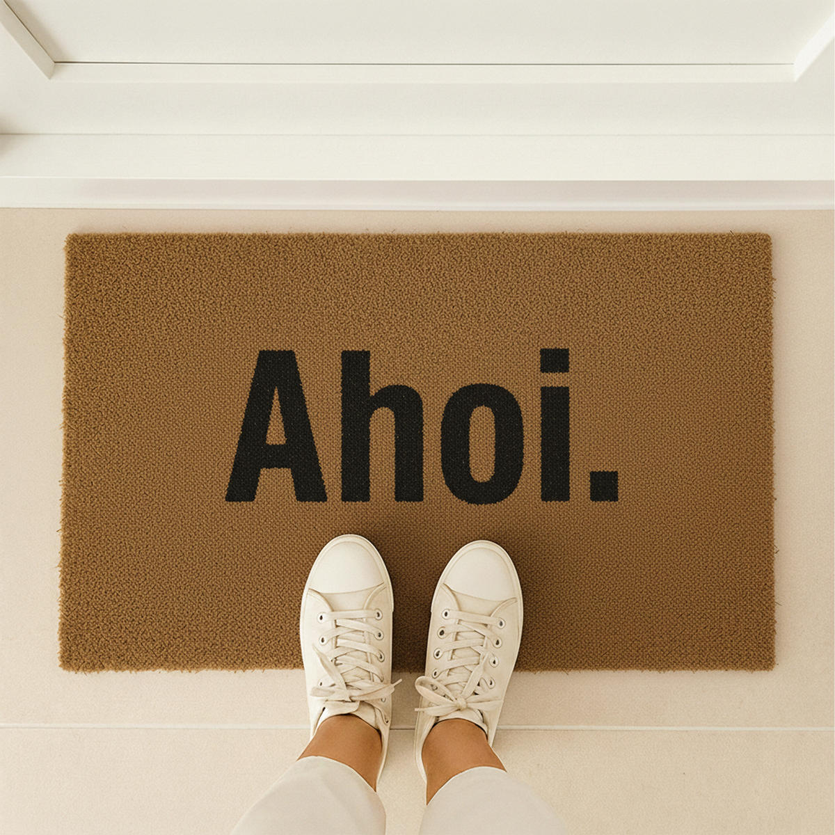 FUSSMATTE - Hellbraun, Kunststoff/Textil (80/50cm) - Relaxdays