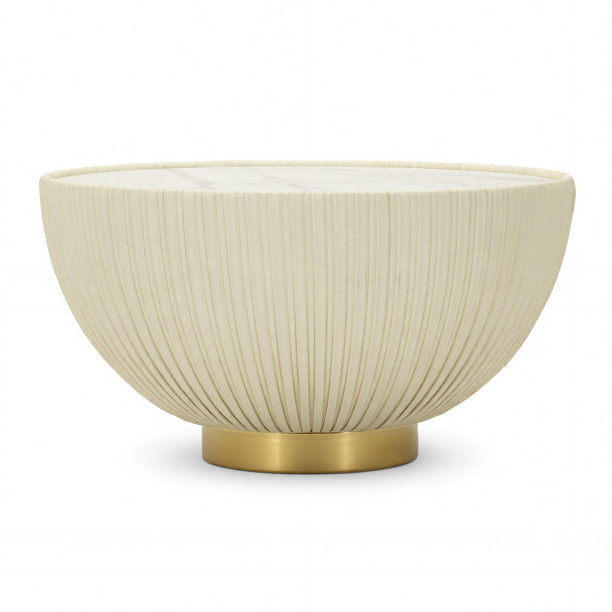 COUCHTISCH Elge, cremefarben, goldfarben und weiß, Eisen, Keramik und Polyester, 71 x 71 x 38 cm - Goldfarben/Creme, Keramik/Textil (71/71/38cm) - Mauro Ferretti