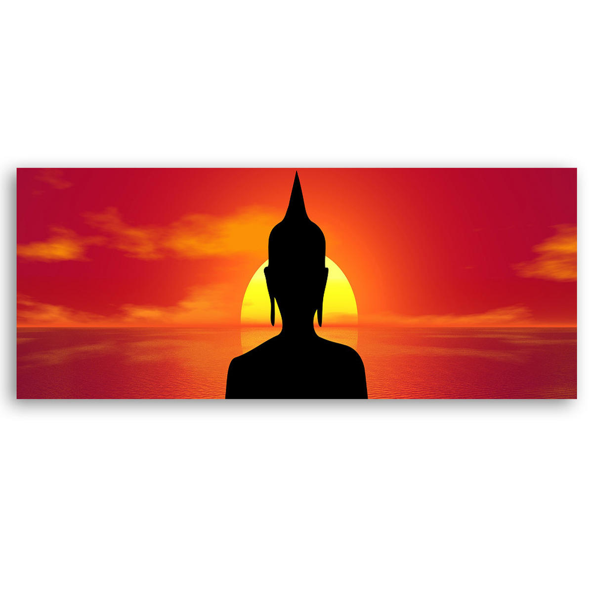 WANDBILD buddha sonnenuntergang - Orange, Textil (90/30cm) - Feeby