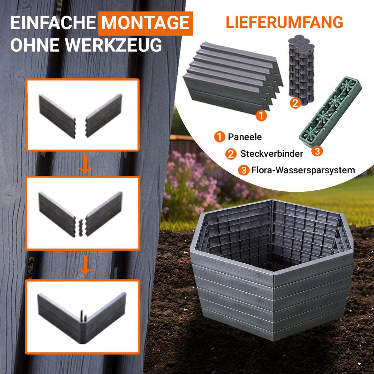 HOCHBEET XL 75, inkl. Wassersparsystem - Braun, Kunststoff (145/75/145cm) - GARANTIA