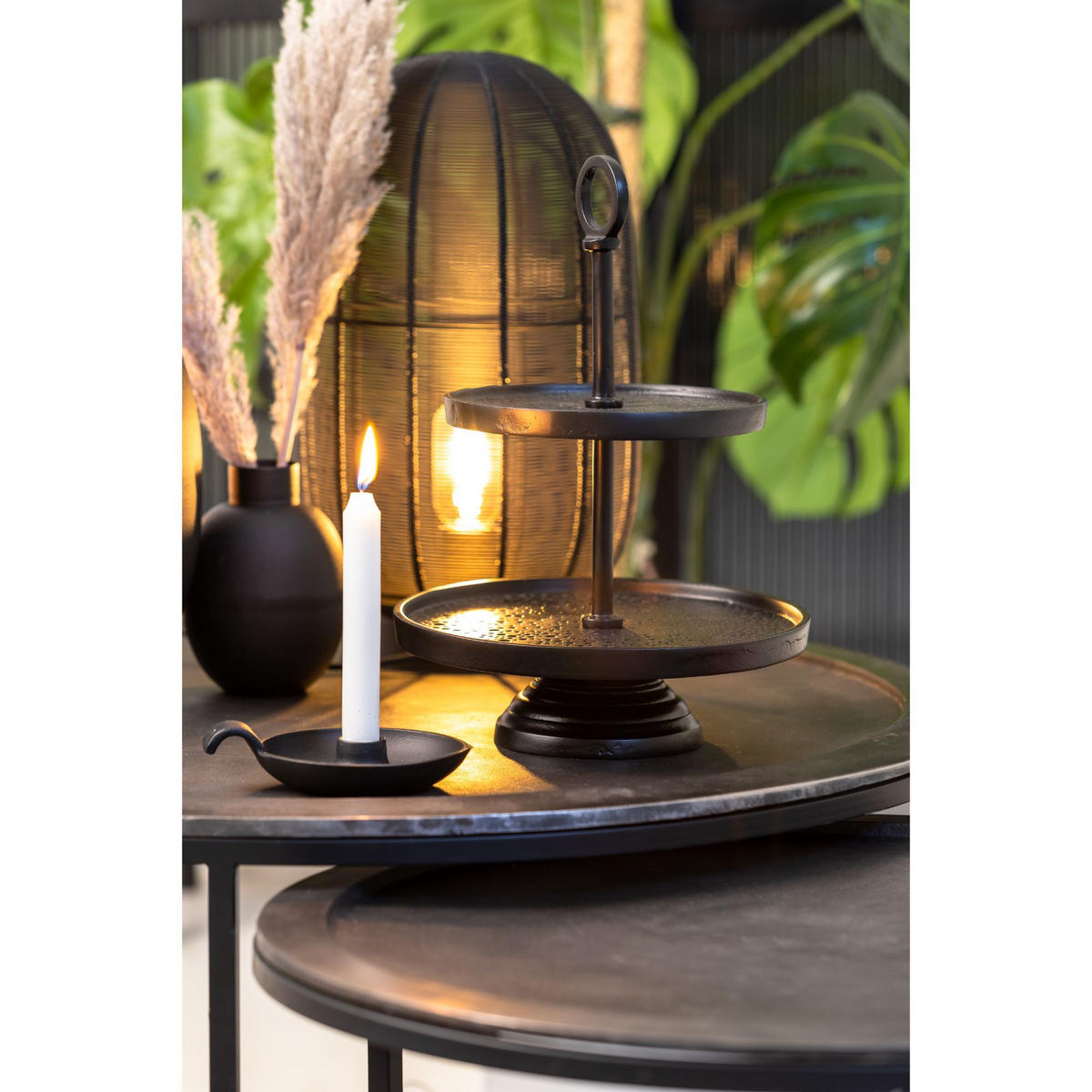 ETAGERE Lutek Schwarz 24/24/37 cm - Schwarz, Metall (24/37cm) - Light & Living