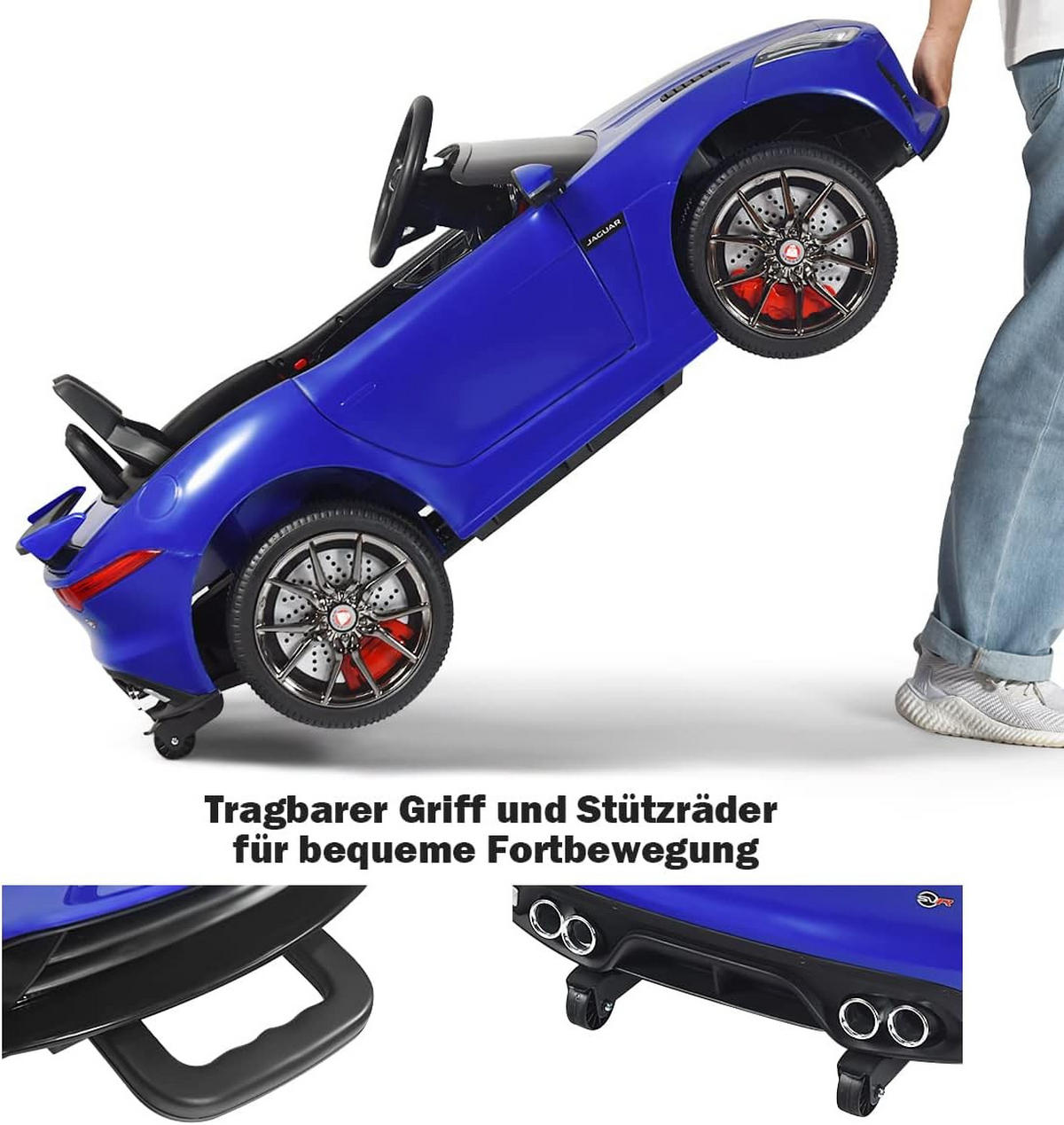 KINDERAUTO Jaguar 12V Elektro Blau - Blau, Kunststoff (107.5/66/50cm) - COSTWAY