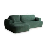 ECKSOFA SENTI P L-S Grün Kordstoff mit Schlaffunktion - Grün, Holz (246/148cm) - MASSENO