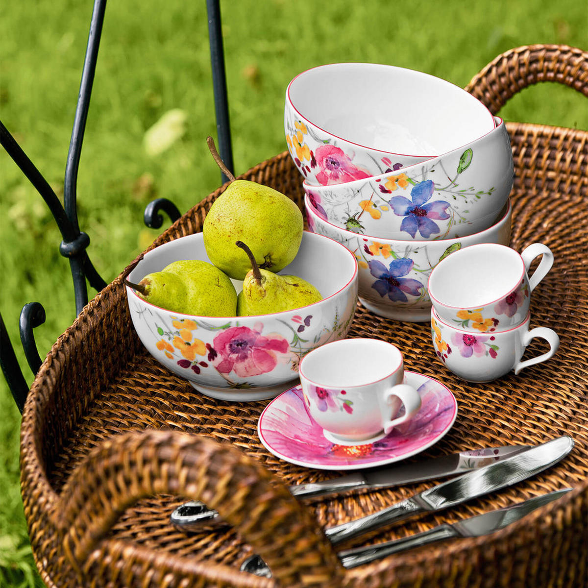 FRENCH-BOLS Mariefleur Gris Basic bunt 15 x 13 cm 4er Set - Multicolor, Keramik (1cm) - Villeroy & Boch