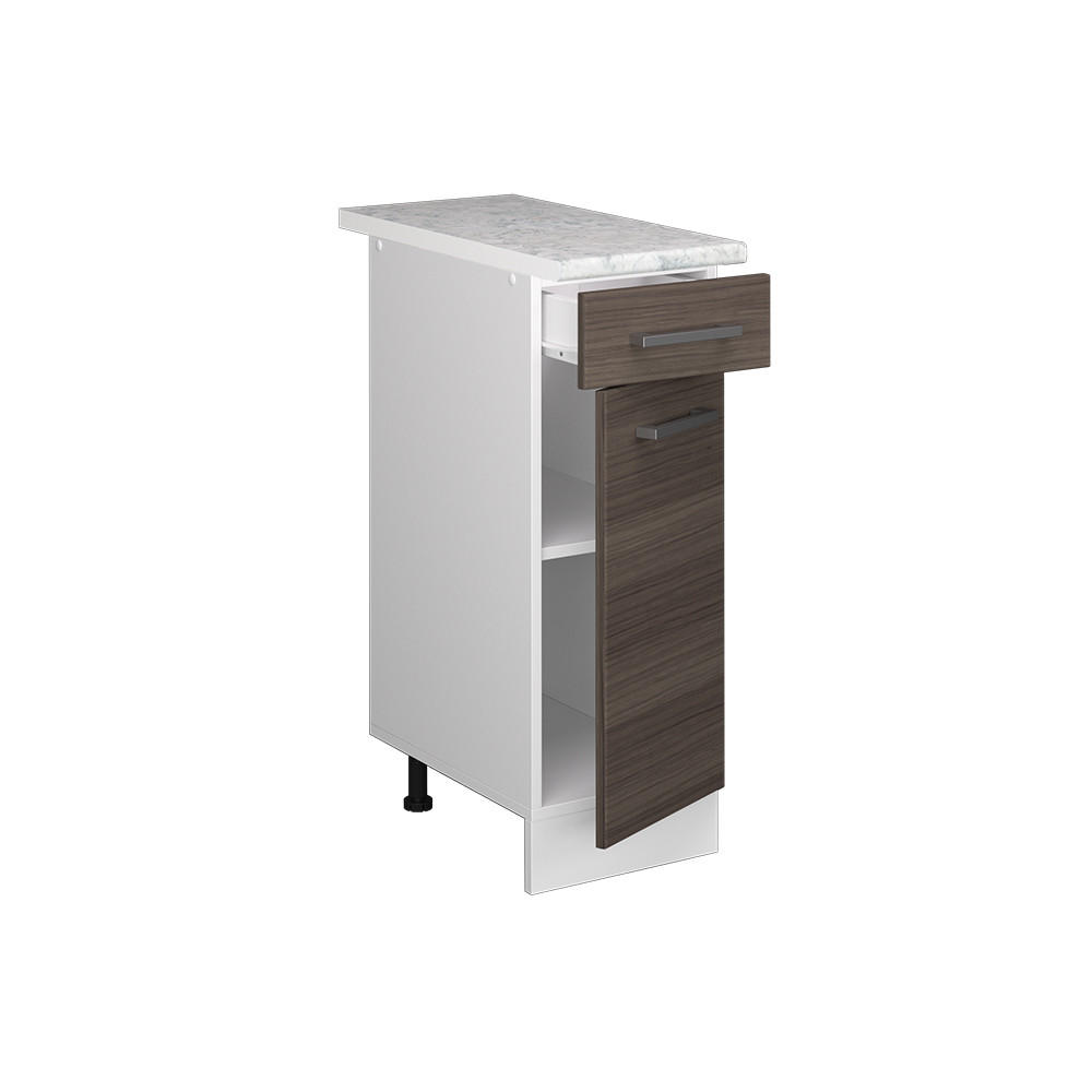 KÜCHENSCHRANK R-Line Grau 30 cm, AP Marmor - Weiß/Braun, Holzwerkstoff (30/81.6/60cm) - Vicco