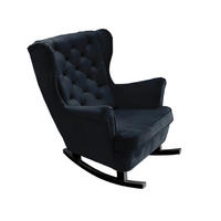 SCHAUKELSESSEL mit gepolstertem Sitz und Armlehnen, 102x81x95 cm, Schwarz_29863 - Brombeere/Schwarz, Holz/Textil (81/102/95cm) - DomoHome