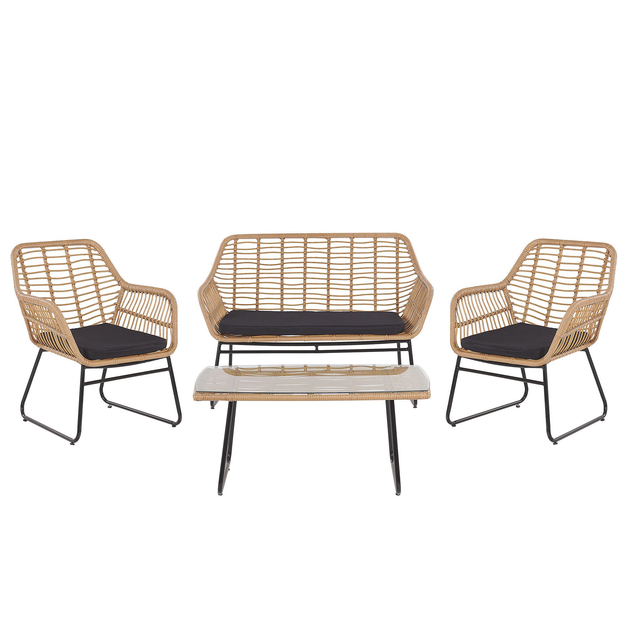 LOUNGE-SET 4-sitzer Rattan Beige Minori - Beige, Kunststoff - Beliani