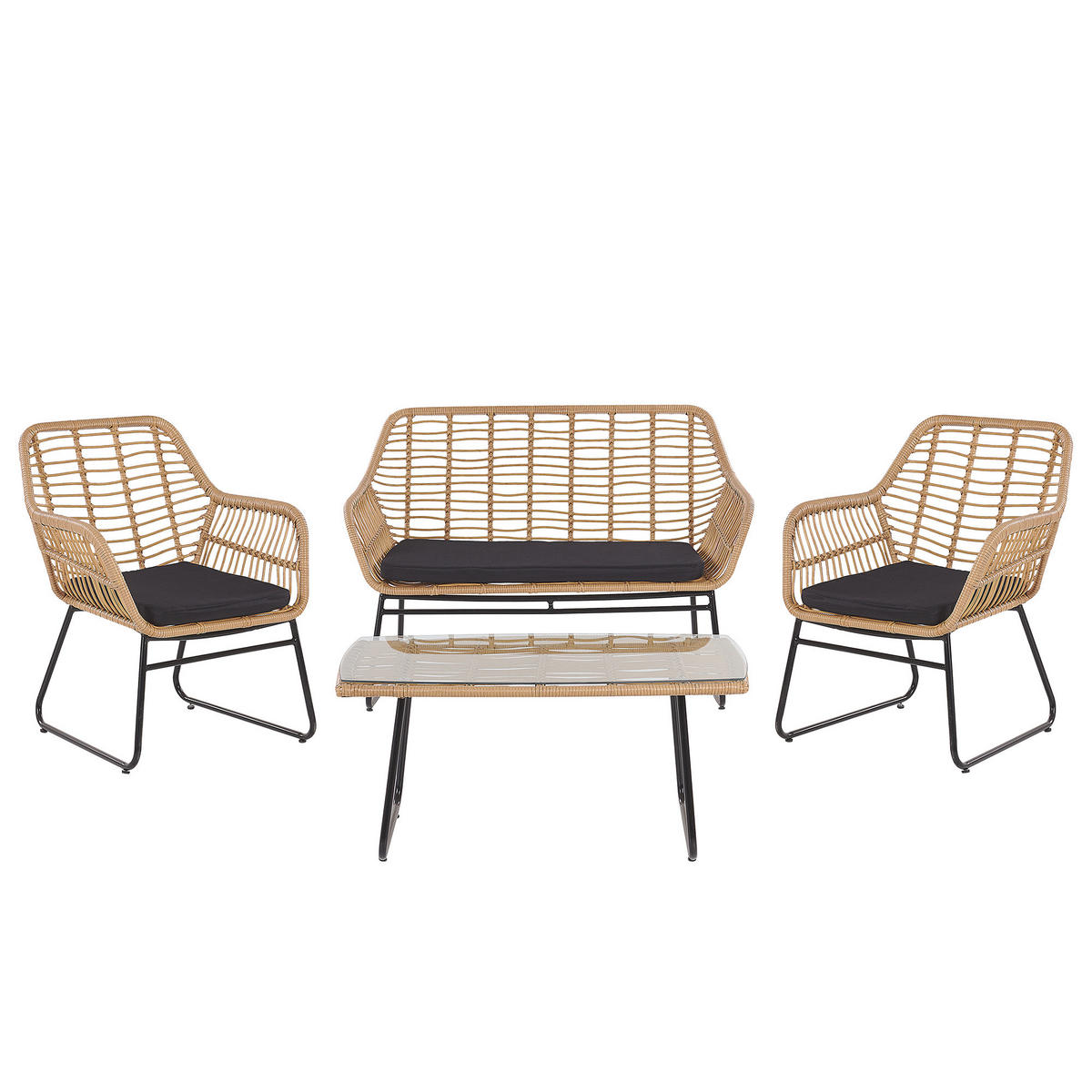 LOUNGE-SET 4-sitzer Rattan Beige Minori - Beige, Kunststoff - Beliani