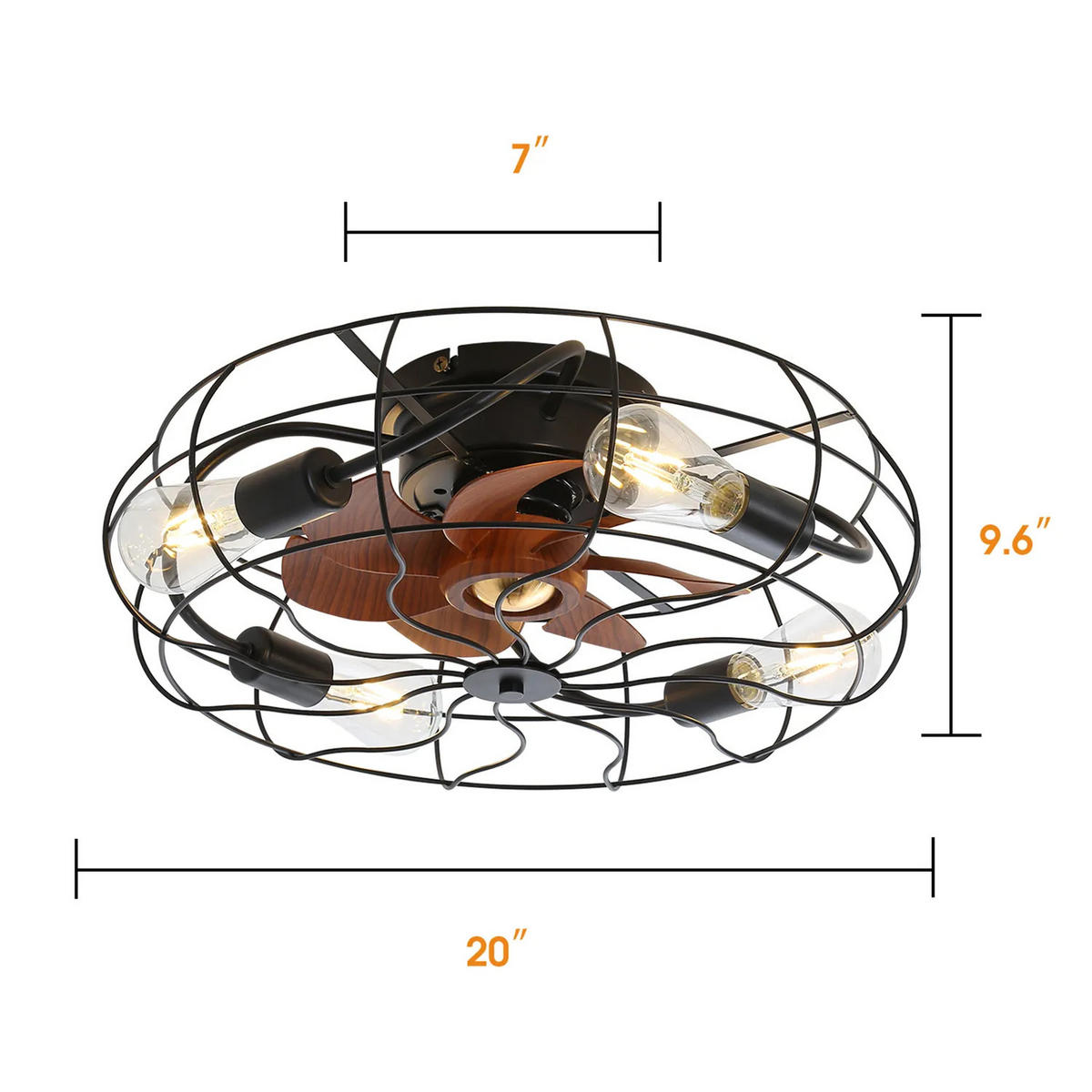 DECKENVENTILATOR DE-16317 20 Zoll Industrie mit Käfig & 7 Flügeln Schwarz - Schwarz, Kunststoff/Metall (50.8/50.8/25cm) - ComfortXL