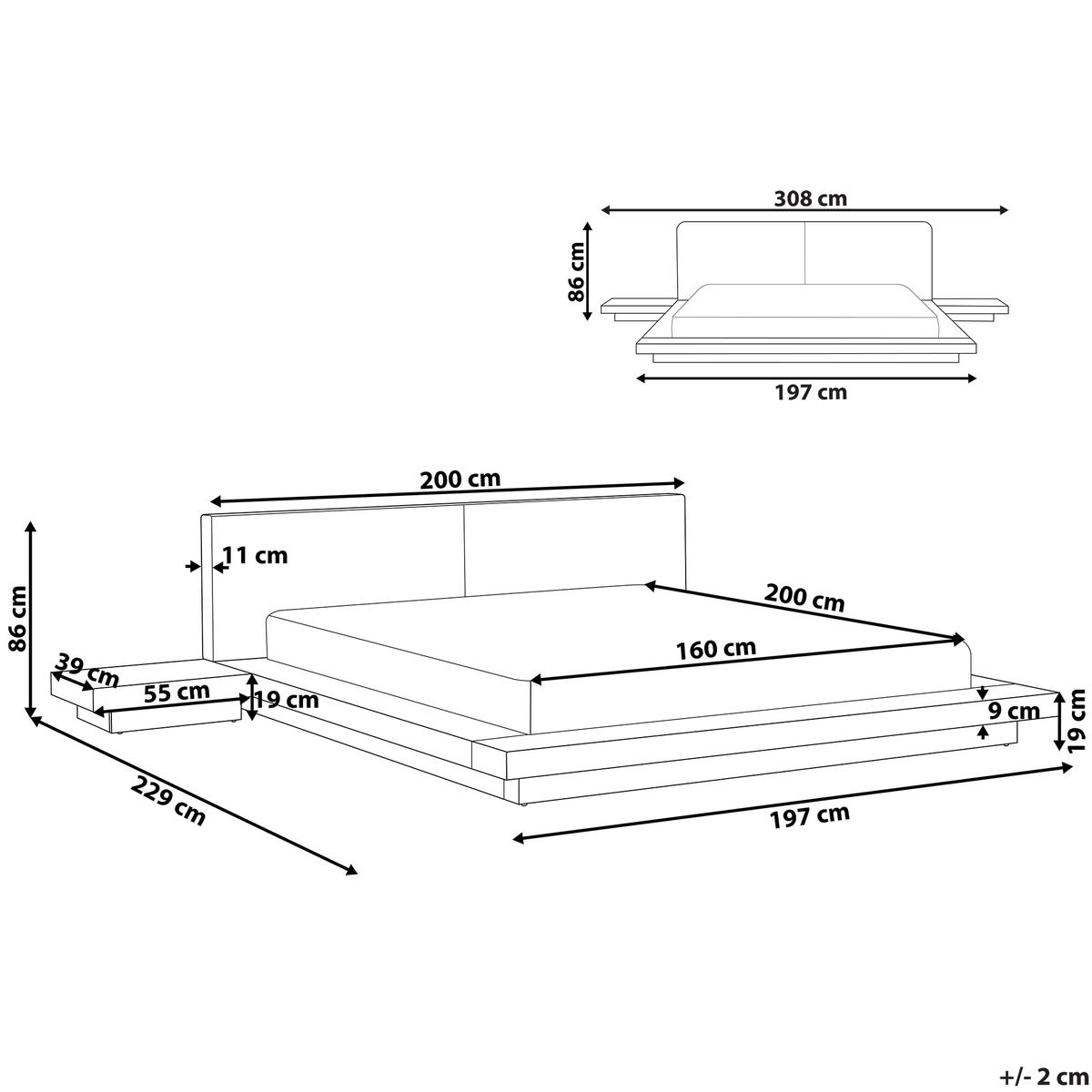 BETT mit Lattenrost 160/200 cm MDF-Platte Hellbraun Zen - Hellbraun, Holz (160/200cm) - Beliani